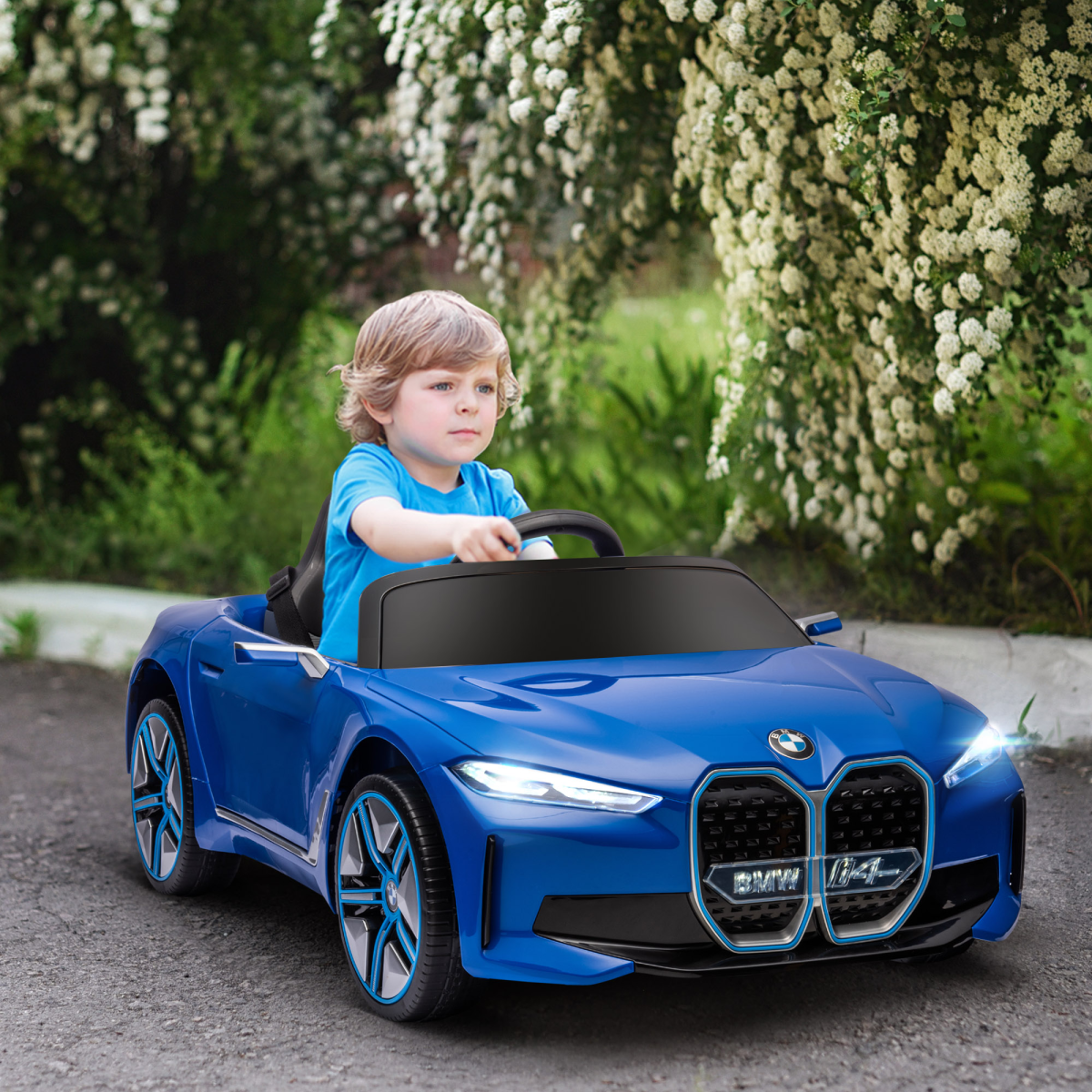 Kids Licensed BMW i4 Car 12V w/ Parent Remote - Blue