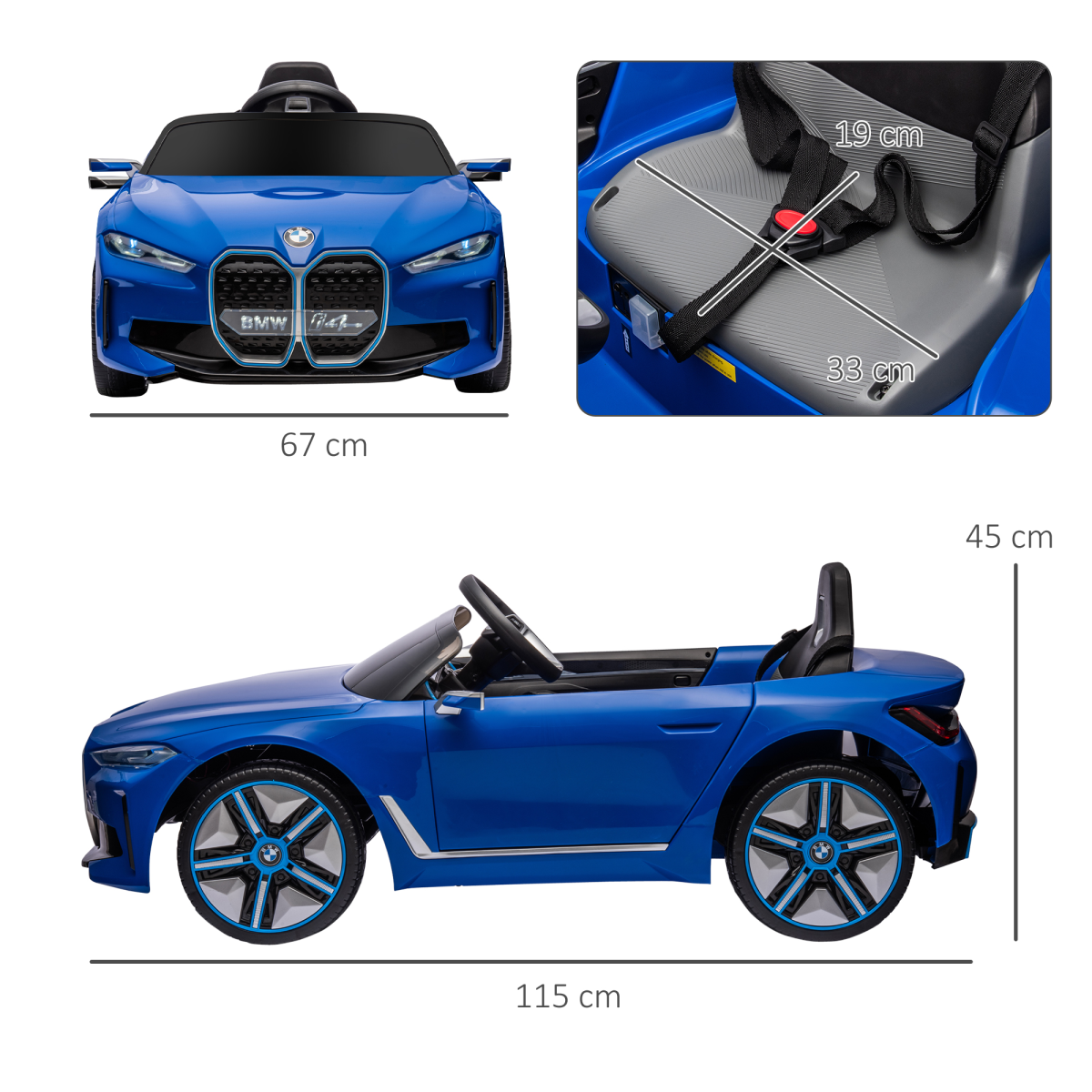 Kids Licensed BMW i4 Car 12V w/ Parent Remote - Blue