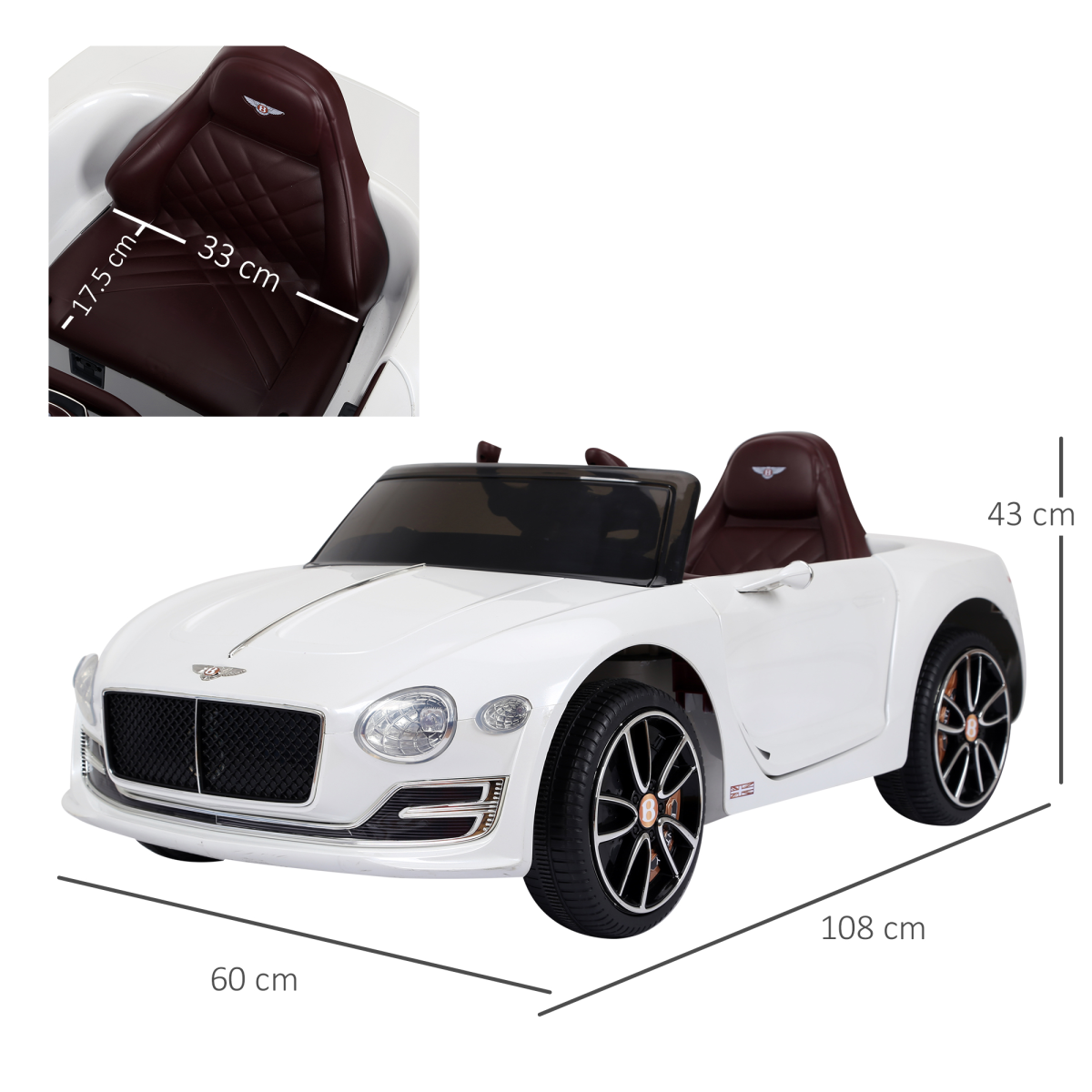 Kids Licensed Bentley EXP12 Car 12V w/ Parent Remote - White