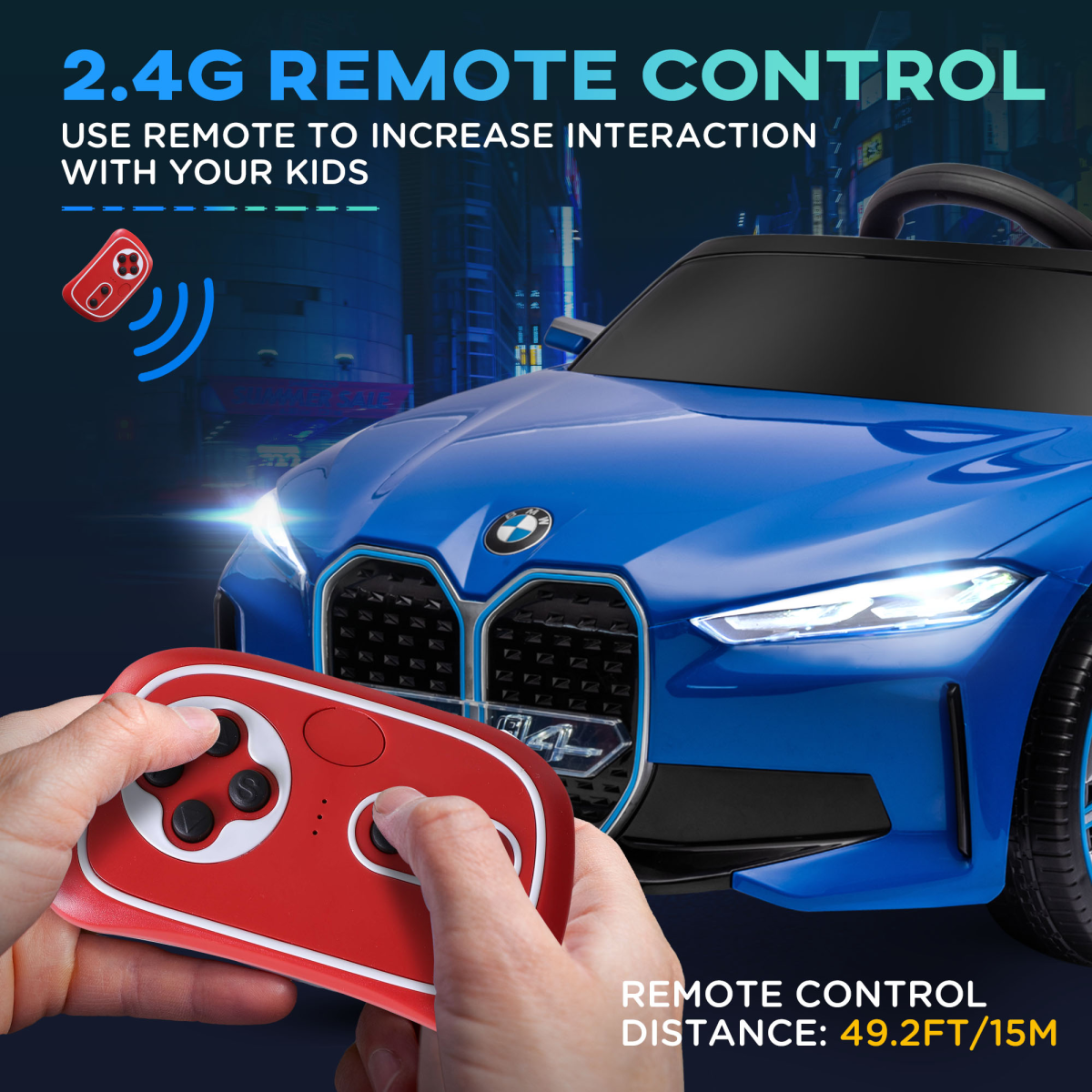 Kids Licensed BMW i4 Car 12V w/ Parent Remote - Blue