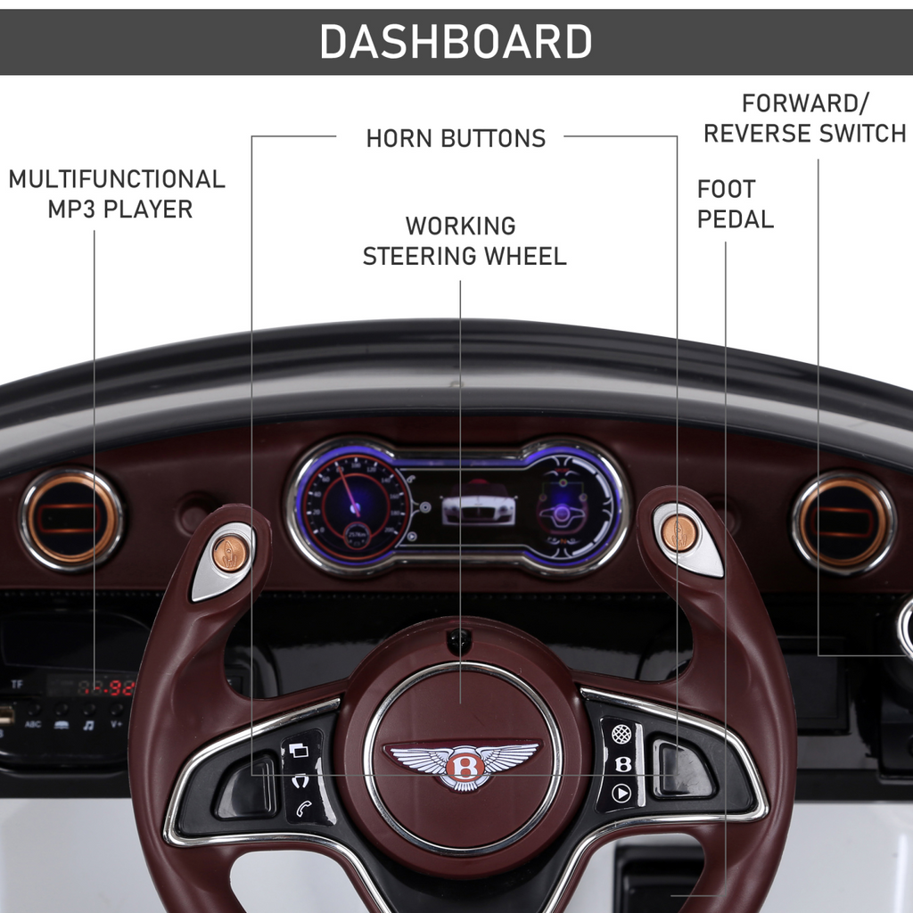 Kids Licensed Bentley EXP12 Car 12V w/ Parent Remote - White