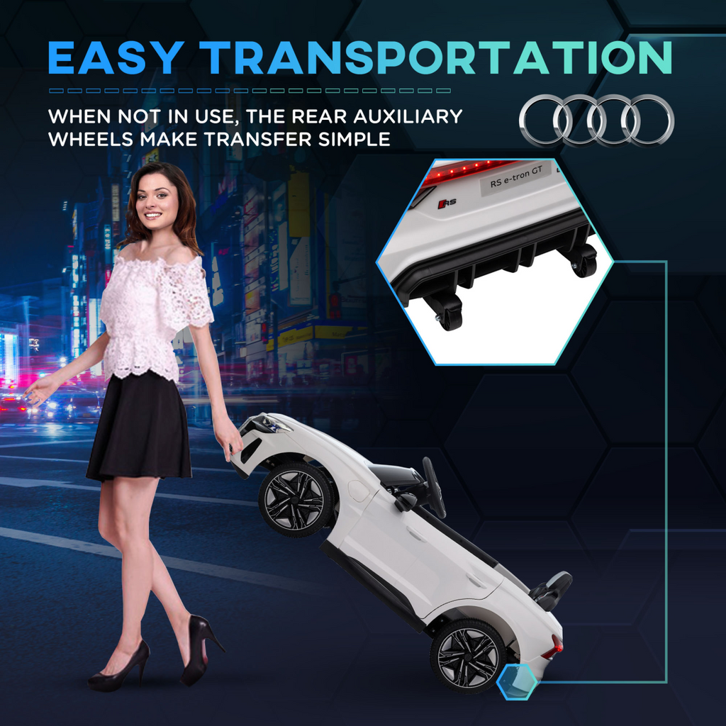 Kids Licensed Audi RS e-tron GT Car 12V w/ Parent Remote - White